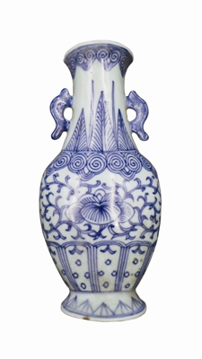 清中期青花牡丹纹壁瓶